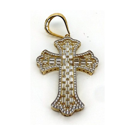 Medalla cruz blanca de oro 18k